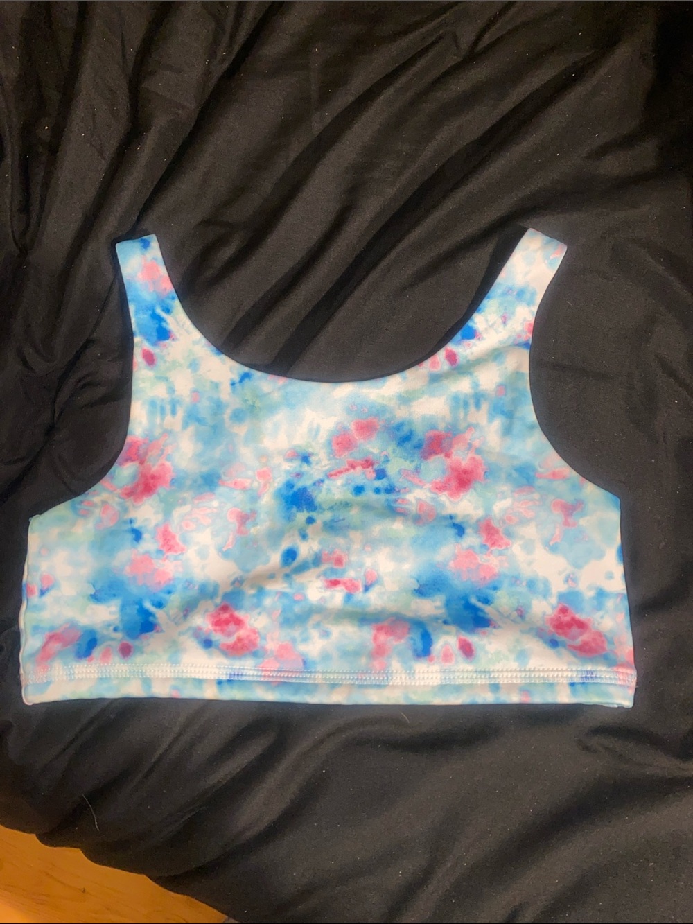 Athletic Works White Blue Pink Tie-Dye Crop Sports Bra